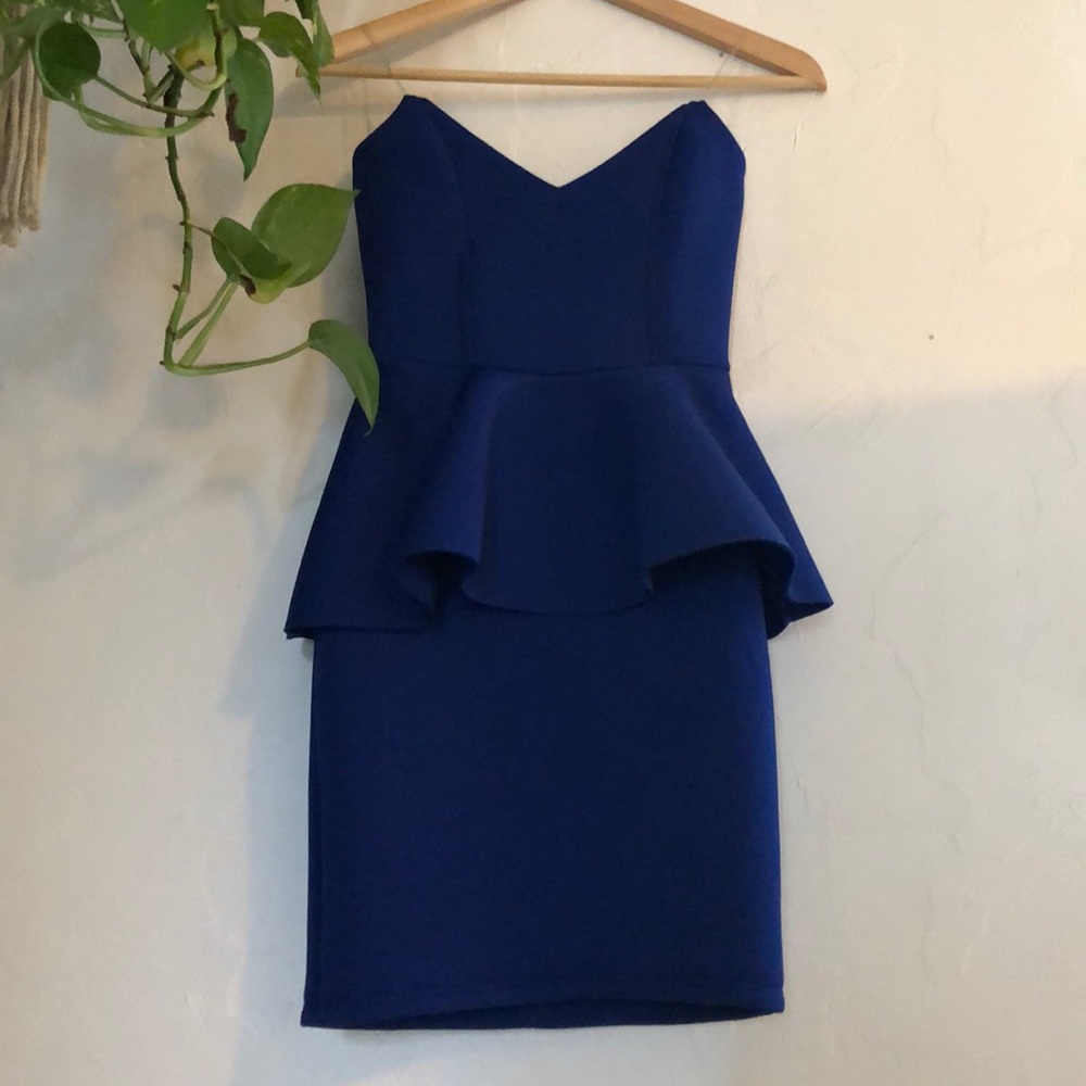 Blue Scuba Bodycon Dress